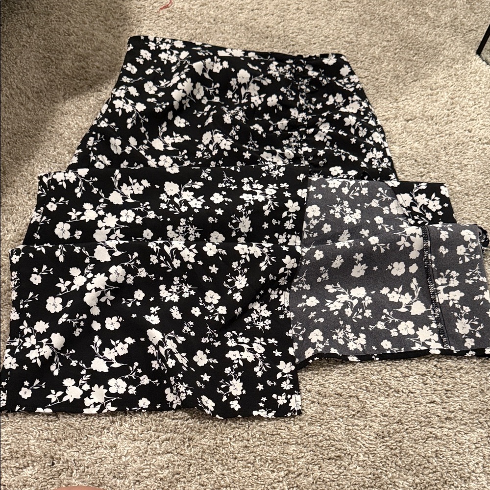 Floral Black and White Women's Skirt